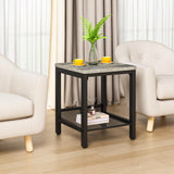 AWQM Coffee Table Set of 3, Industrial Coffee Table with 2 Square End Side Tables, Modern Living Room Table Set with Metal Frame for Apartment Home Office, Grey AWQM