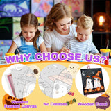 cviokrdu 2 Pack Paint by Numbers Kit for Kids with Frame-Wooden Easel, Halloween Paint by Numbers for Kids Ages 4 8 12, Easy Halloween Acrylic Oil Painting Kits for Home Wall Decoration 8x8 inch cviokrdu
