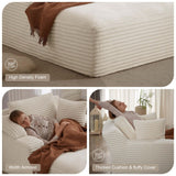 GNIXUU Oversized Chaise Lounge Chair Indoor, Comfy Fluffy Lounge Sofa Upholstered Sleeper Sofa Couch with Throw Pillows and Armrests, Corduroy Plush Cloud Chair for Living Room, Beige GNIXUU