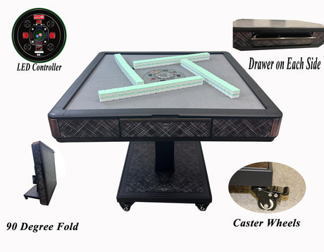usamjtable Ultra-Thin Automatic Mahjong Table in Polysilver Color with Folding Roller Coaster Style, 40mm Numbered Tiles, and Built-in Hard Table Cover usamjtable