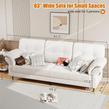 GarveeHome 83.5" Sofa for Living Room,Modern Sofa Couch- 3 Seater Sofa with Removable Pillows,Comfy Sofa Couch with Wide Seats,Teddy Fleece Sofa,Couch for Living Room Apartment Lounge,White GarveeHome