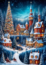 Winter Castle House Diamond Art Painting Kits for Adults, Christmas Diamond Painting Kits for Adults Beginners, 5D DIY Full Drill Diamond Dot Gem Art Kits for Adult, Home Wall Decor 11.8x15.7 Inch AWLNKMC