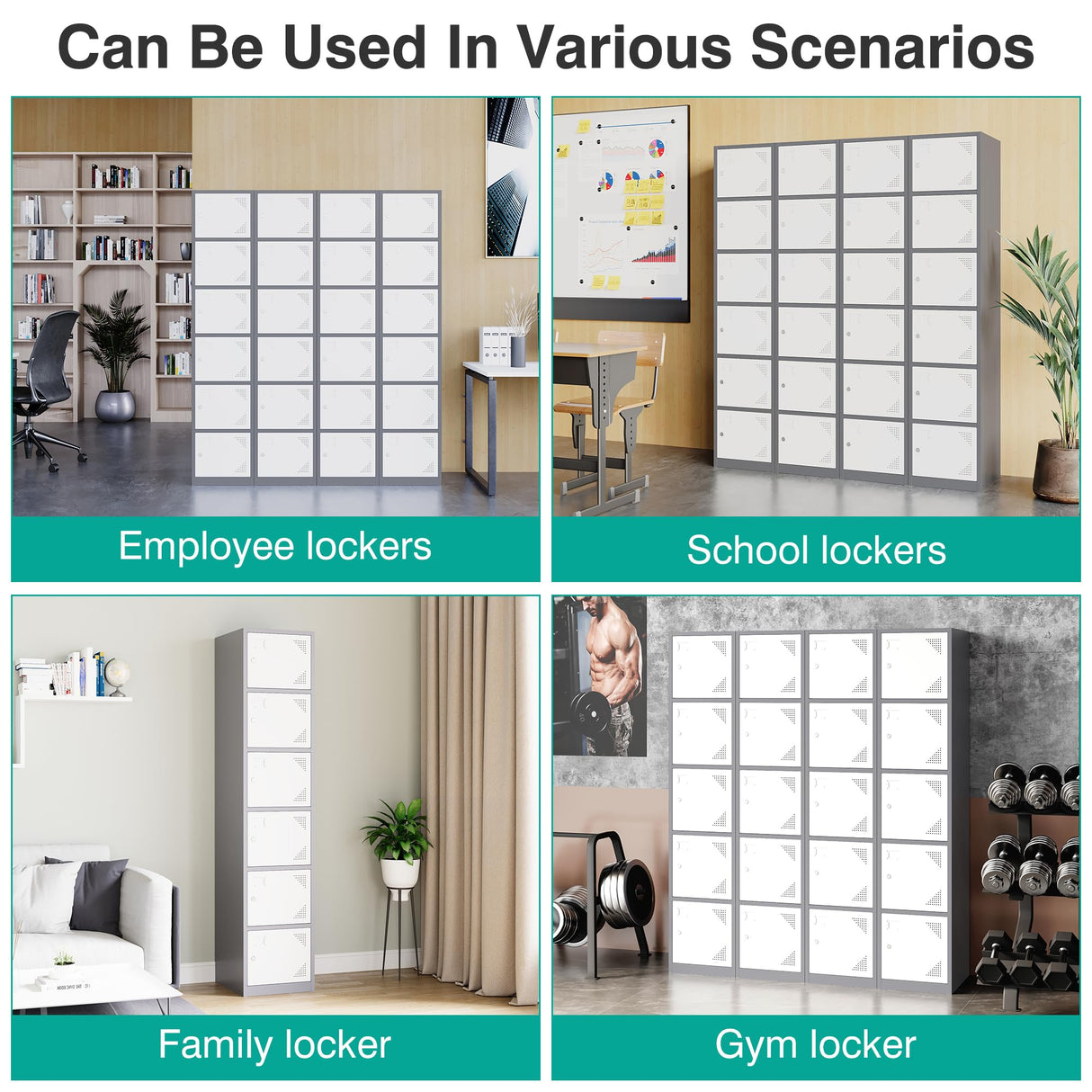 SISESOL Metal Locker Storage Cabinet with Doors and Shelves Metal Lockers with 6 Doors,71" Lockable Small Locker Storage Cabinet for Employees,School, Office, Home, Gym(White/Grey) SISESOL