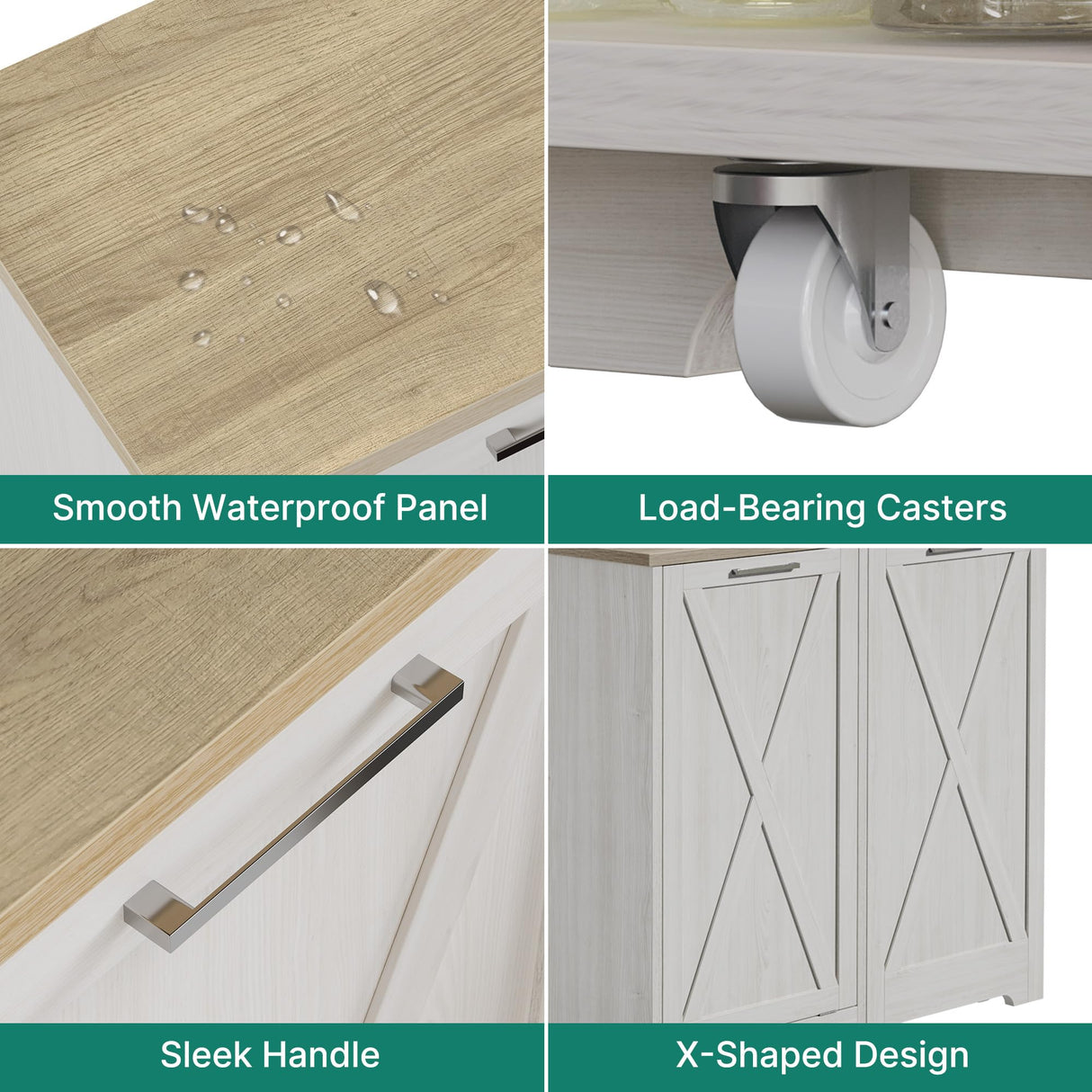 DWVO 13 Gallon Tilt Out Trash Bin Cabinet with Outlet Adjustable Shelves, Kitchen Pantry Storage Cabinet with Garbage Bin Tilt Out Laundry Hamper for Kitchen, 39.4” W x 14” D x 36.8” H Off White DWVO