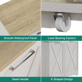 DWVO 13 Gallon Tilt Out Trash Bin Cabinet with Outlet Adjustable Shelves, Kitchen Pantry Storage Cabinet with Garbage Bin Tilt Out Laundry Hamper for Kitchen, 39.4” W x 14” D x 36.8” H Off White DWVO