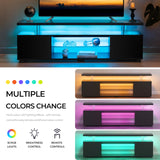 Cubehom Black TV Stand 65 inch,LED TV Stand,Glass Entertainment Center TV Stand, TV Console Tables for Living Room,Bedroom,Home Office Cubehom