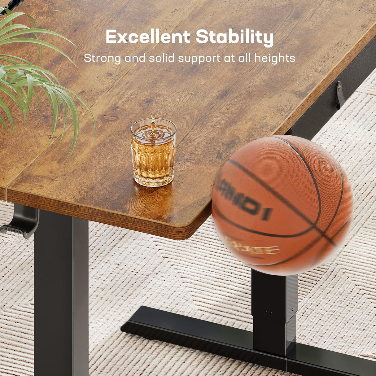 Marsail Electric Standing Desk with Drawer, 48 x 24 Electric Stand Up Desk, Ergonomic Adjustable Desk with Storage, Headphone/Bag Hooks, Computer Desk for Home & Office with Cable Management,Brown Marsail