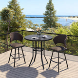 VICLLAX 35.5" Round Outdoor Bar Table, Bar Height Patio Table with Adjustable Umbrella Hole for Balcony, Black VICLLAX