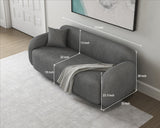 PaPaJet 3 Seater Sofa, Modern Couch with Soft Boucle Upholstered, Comfy Cloud Sofa Couch for Living Room Home Office Sherpa Grey Curved Couch PaPaJet