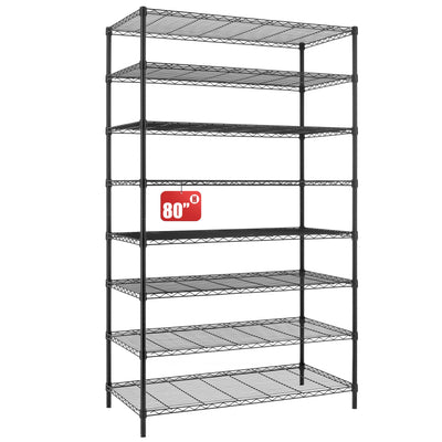 Finnhomy 4000LBS 8-Tier Wire Shelving Unit Adjustable Steel Wire Rack, 24x48x80.2 Inches 8 Shelves Metal Rack, Pantry Shelves for Storage, Metal Garage Shelving with 1" Pole, NSF Certified, Black