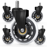 Innovative Haus Office Chair Wheels Replacement Set of 5 - Heavy Duty 3'' Clear Caster Wheels for Carpet and Hardwood Floors - Universal Fit, Quiet and Smooth Rolling - No Desk Floor Mat Needed INNOVATIVE HAUS
