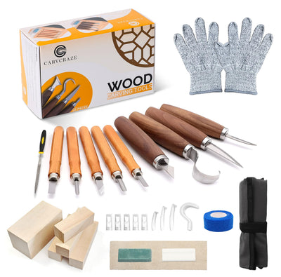 CARVCRAZE Wood Carving Tools Set 30-in-1 Wood Carving Knife Kit, Whittling Knife, Craft Kits for Adults, Wood Working Tools and Accessories, Whittling Knives, Wood Whittling Kits, Hobbies for Adults