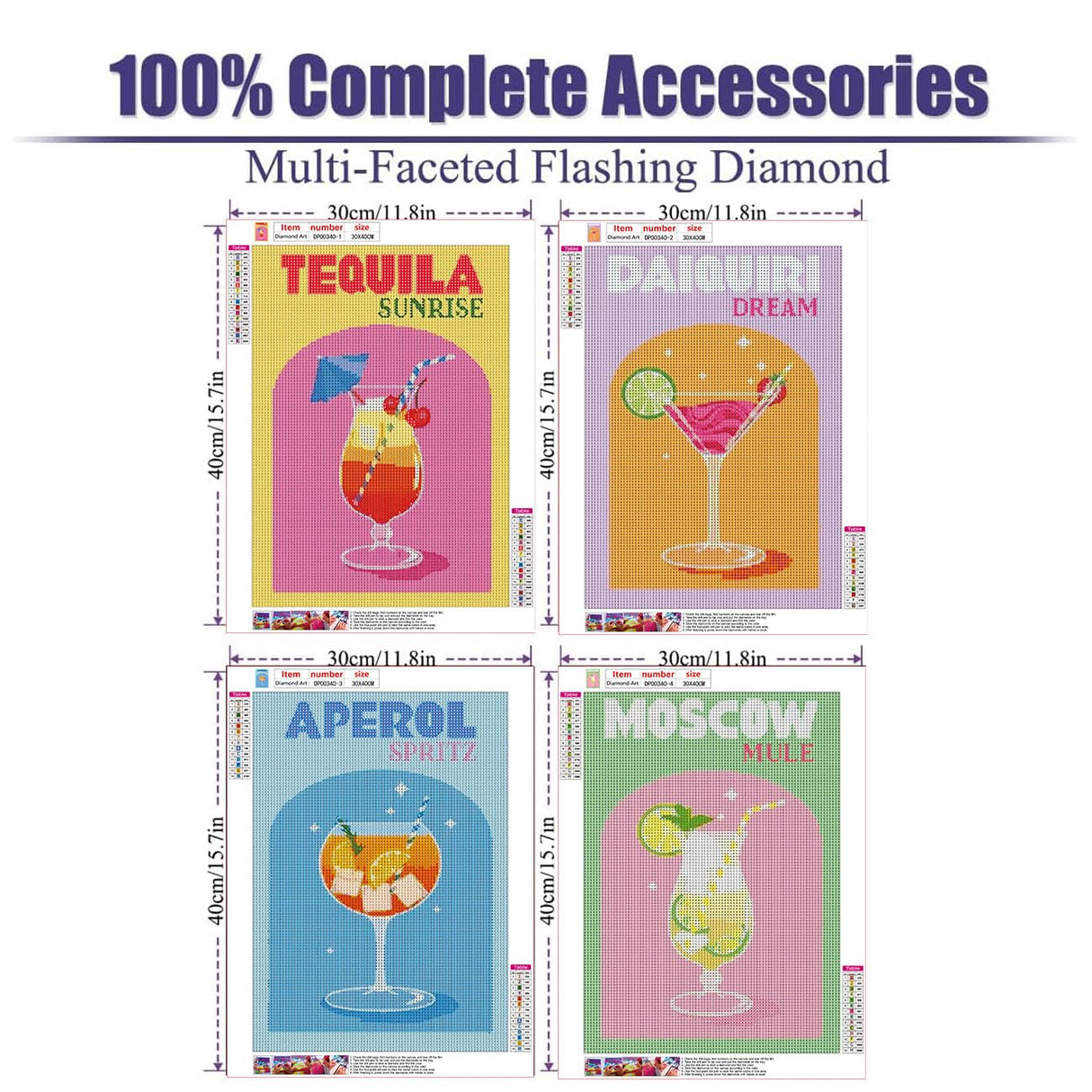 EIBEILI 4 Pack Diamond Painting Kits for Adults, Wine 5D Diamond Art Kits for Beginner DIY Full Drill Diamond Dots Crystal Craft Kits for Home Wall Decor Gifts(4 Pack/12X16 Inch) EIBEILI