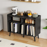 ChooChoo Record Player Stand, Turntable Stand with Vinyl Storage, Record Player Cabinet Up to 350 Albums, Cube Storage Organizer for Living Room, Black ChooChoo