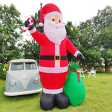 12 Ft by 7.6 Ft Giant Christmas Inflatables Decorations Outdoor Santa Claus with Gift Bag with LED Light for Christmas Blow Up Yard Decor for Lawn Garden Party Holiday Xmas Decorations Cute Fun TURNMEON
