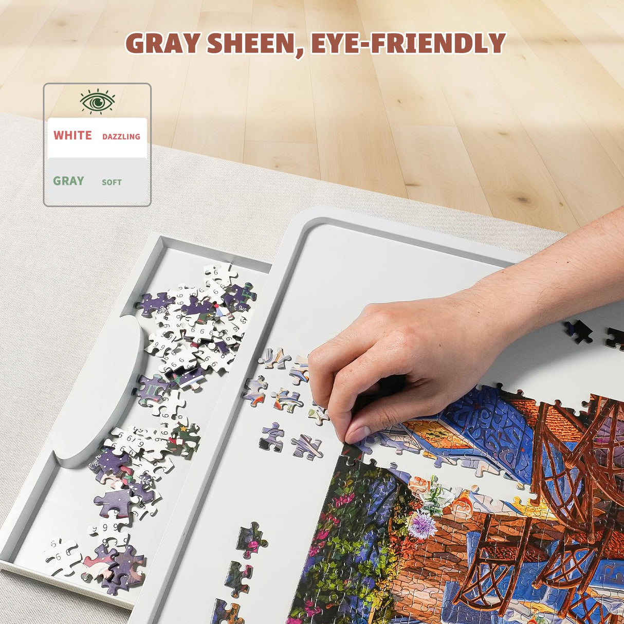 BuilderButler Rotating Puzzle Board for 1500 Pieces with 6 Sliding Drawers and Cover – 360° Lazy Susan Spinning, 26"x35" Portable Plastic Puzzle Table, Christmas Gift for Mom Jigsaw Puzzle Enthusiasts BuilderButler