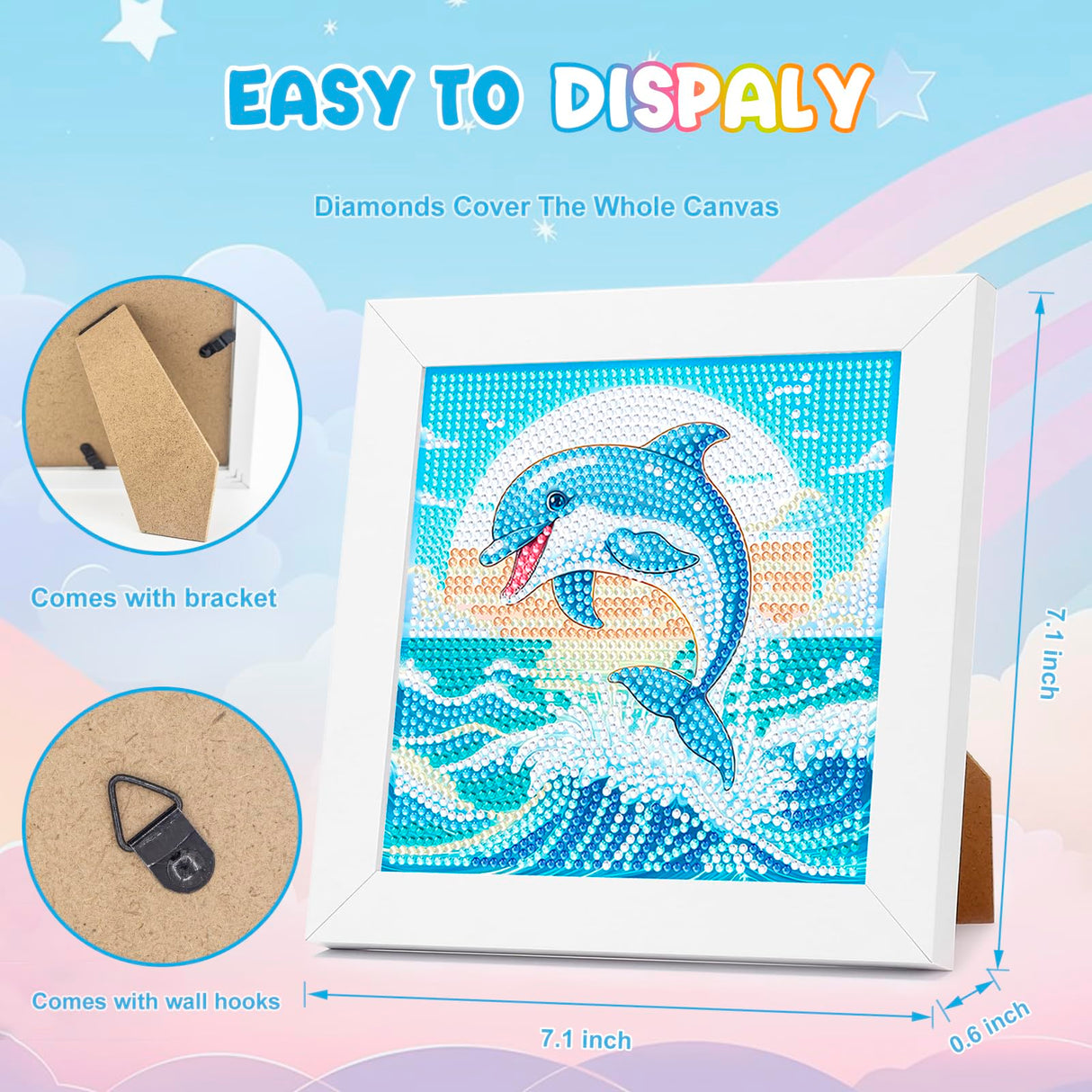 Nardoll Diamond Art Kits with Wooden Frame - Arts and Crafts - Dimond Art Painting by Numbers - GEM Art for Beginners Adult Home Wall Decor Nardoll