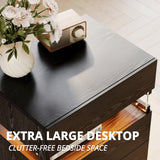 IRONCK Night Stand, LED Nightstand with 3 Drawers, Modern Bedside Table with Storage, End Table for Bedroom, Black IRONCK