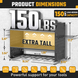 ZESEN Power Tool Organizer with Charging Station, Heavy Duty 3 Layer Drill Holder Wall Mount Garage Shelf Rack with 6 Outlet Power Strip, Tool Shelf with Hooks, Drill Bit Rack for Garage, Black ZESEN