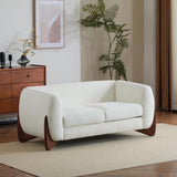 Christopher Knight Home Alma 63" Boucle Loveseat with Wood Legs, 2 Seater Sofa Couches for Living Room, Upholstered Couch Chair, Soft Seating Lounge Sofa Chair, Cozy Loveseat with Armrest, Beige Christopher Knight Home