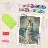 Lxmsja Our Lady of The Starry Sea Diamond Art Kits for Adults, Ocean Diamond Painting Kits for Beginners, 5D DIY Full Drill Gem Art Crafts for Adults, Home Wall Decor 12x16 inch Lxmsja