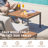 NATURAL EXPRESSIONS Patio Furniture Sets, L Shape Patio Sectional Metal Outdoor Sectional Corner Sofa Outdoor Couch with Detachable Backrest,3 Fauxwood Tables,5” Grey Olefin Cushions NATURAL EXPRESSIONS