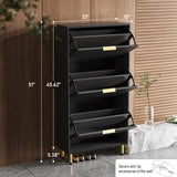 INNOD 51" Shoe Cabinet with 3 Flip Drawers, Shoe Storage Cabinet for Entryway, Freestanding Shoe Organizer with Adjustable Shelf, Narrow Hidden Shoe Rack for Front Door Entrance Hallway INNOD