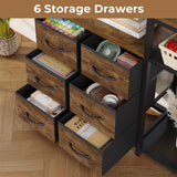 HAUOMS Corner Bookshelf, 7-Tier Industrial Convertible Book Shelf with 6 Fabric Drawers, Corner Bookcase Freestanding Display Shelf for Living Room, Kitchen, Home Office, Rustic Brown HAUOMS