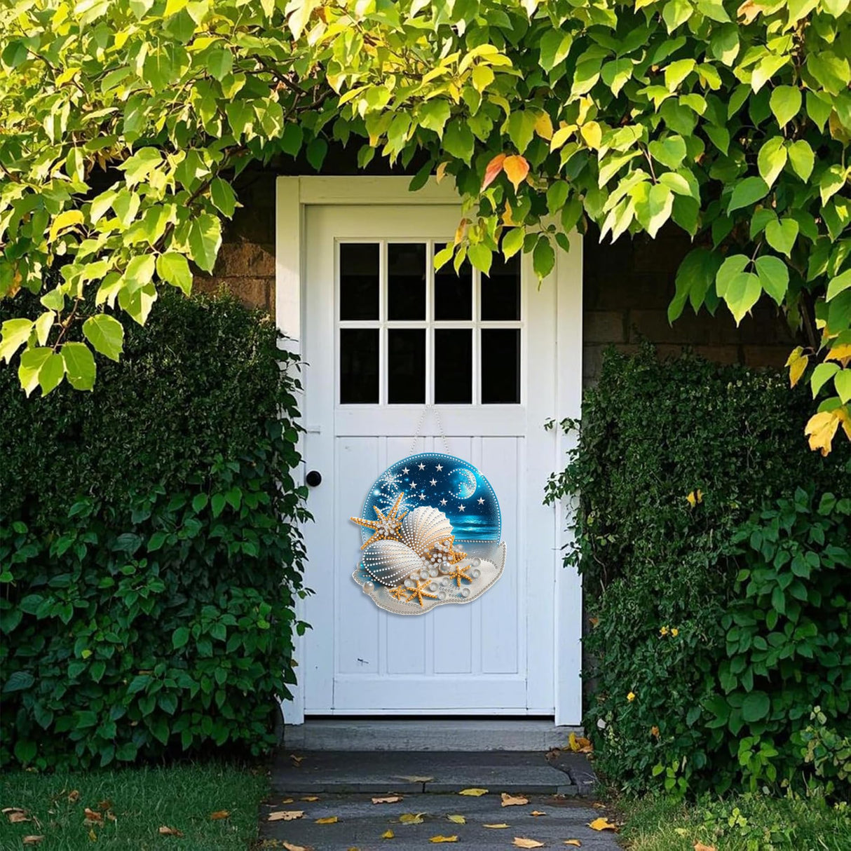 Zariocy Hanging Diamond Art Ornament Shells Kits for Adults – Special Crystal Double Sided Pendant, DIY Seaside Scenery Diamond Painting Acrylic Board Window Pendants Home Wall Hanging Decor 8x8 inch Zariocy