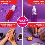 Doctor Jupiter Glam DIY Craft, Make-Up Kit for Girls Ages 6-8-12 | Lip Gloss, Bath Bomb, Perfume Making Kit with 50 Beauty Science Experiments | Birthday Gift Ideas for 6-7-8-9+ Year Old Girls Doctor Jupiter