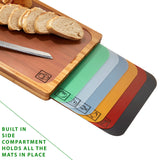 Seville Classics Bamboo Premium Wood Cutting Board Serving Tray w/ 7 Color-Coded BPA-Free Mats, for Chopping Bread, Cheese, Fruits, Vegetables, Meats, Charcuterie (PATENTED), Bamboo (NEW MODEL) Seville Classics