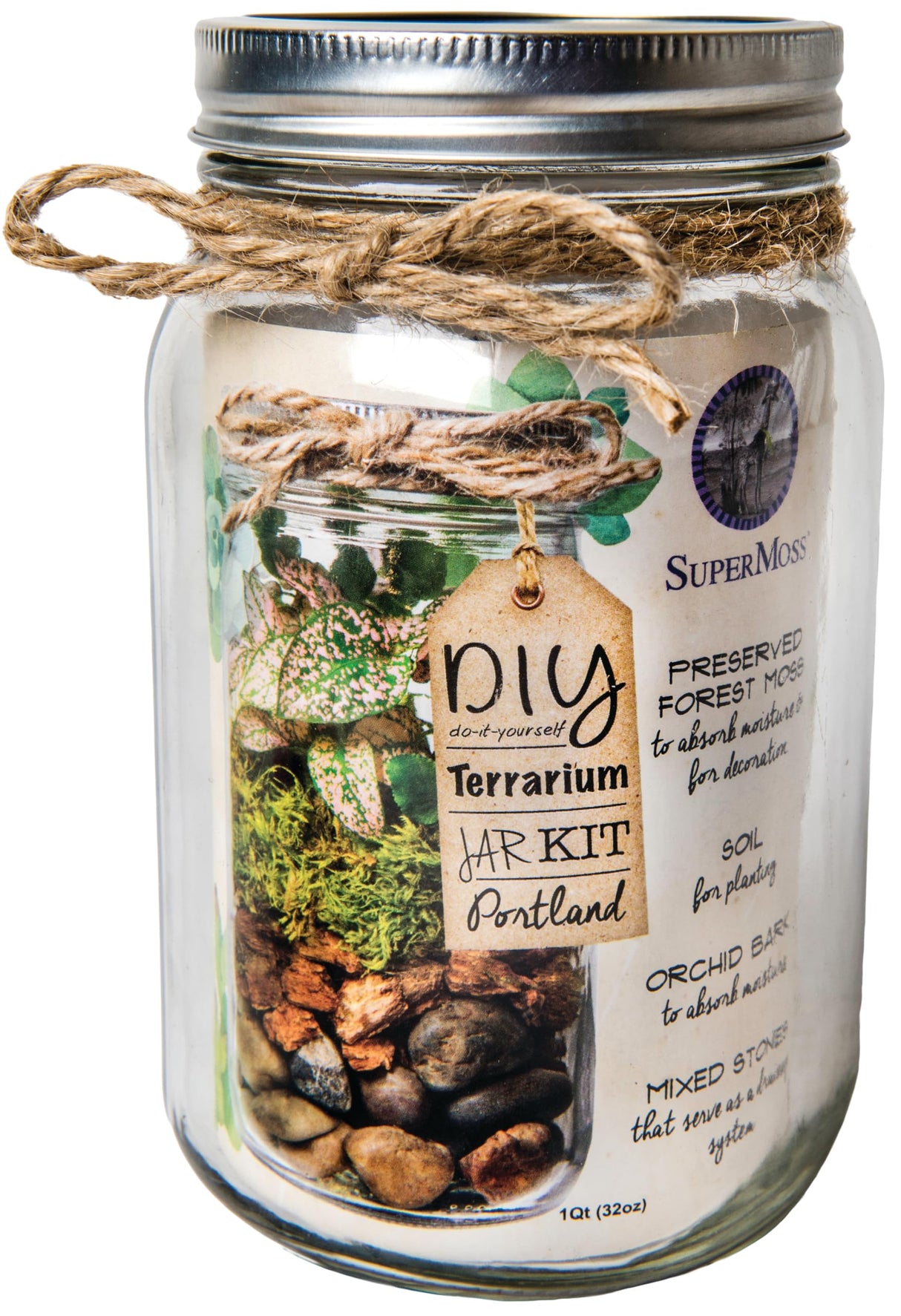 Portland Terrarium kit - DIY Mason Jar Terrarium Kit SuperMoss