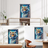 DPHERO Tiger Diamond Painting Kits for Adults,5D Glowing Tiger Diamond Art Kits for Beginners,Round Full Drill Flowers Diamond Painting Art,DIY Paint with Diamonds Gem Painting Art 12x16 inch DPHERO