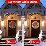 VINGLI 36 Inch Prelit Christmas Wreath, Artificial Christmas Wreath for Front Door, Window, Fireplaces, Indoor Decorate, with 100 LED Lights, 300 Forested Branches (Plug-in) VINGLI