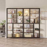 Tribesigns 79-Inch Tall Staggered Bookshelf, Industrial Bookcase with 8 Open Shelves, Wood and Metal Etagere Display Shelf for Living Room, Home and Office Tribesigns