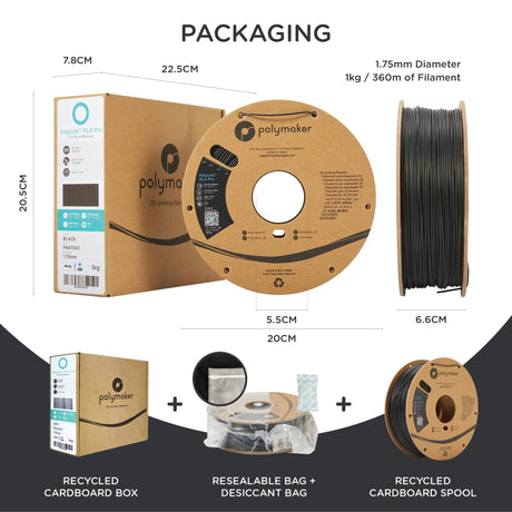 Polymaker PLA PRO Filament 1.75mm 1kg, Tough & High Rigidity Black 3D Printing Filament, PolyLite PLA PRO 3D Printer Filament 1.75mm, Print with Most 3D Printers POLYMAKER