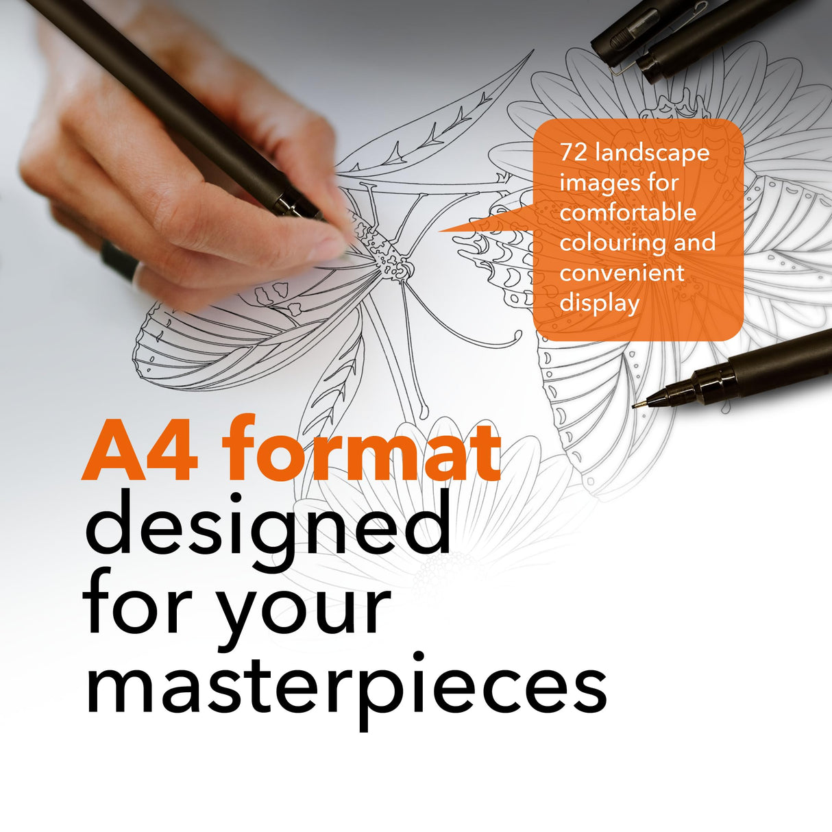 Castle Arts Butterflies Colouring Book | 72 Amazing Beauties Curated by in-House Artists with Colour Reference Guide | No Show-Through Artist Grade Paper | Collectable Landscape A4 Size (Butterflies) Castle Art Supplies