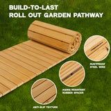 IDZO Wooden Garden Pathway 4 Times Reinforced Cord End, Anti-Slip Roll Out Walkway with Aging Resistant Rubber Spacer & Rustproof Steel Wire for Durable Use, Wooden Pathway for Outside, Beach, Patio IDZO