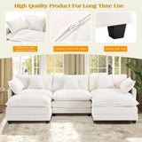 113.4" Modular Sectional Sofa,U Shaped Couch for Living Room,Modern Deep Seat Sofa 3 Seater Chenille Fabric Comfy Cloud Couches with Throw Pillows & Movable Ottoman Hanherry