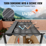 VEVOR 10'x13' Outdoor Retractable Pergola with Canopy, Aluminum Pergola with Retractable Canopy, Modern Pergola with Sun Shade Canopy for Patios, Gardens, Decks, Backyards (Gray) VEVOR