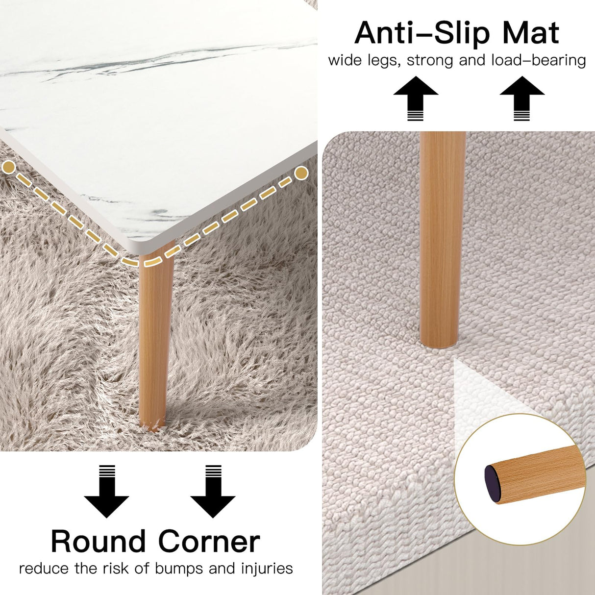 Small Coffee Table for Small Space, Low Table, Floor Table Desk for Sitting on The Floor, Storage Living Room Furniture, Tatami Tea Tables with Solid Wood Legs, Home Office, Farmhouse, Rectangle White FAMIDGE