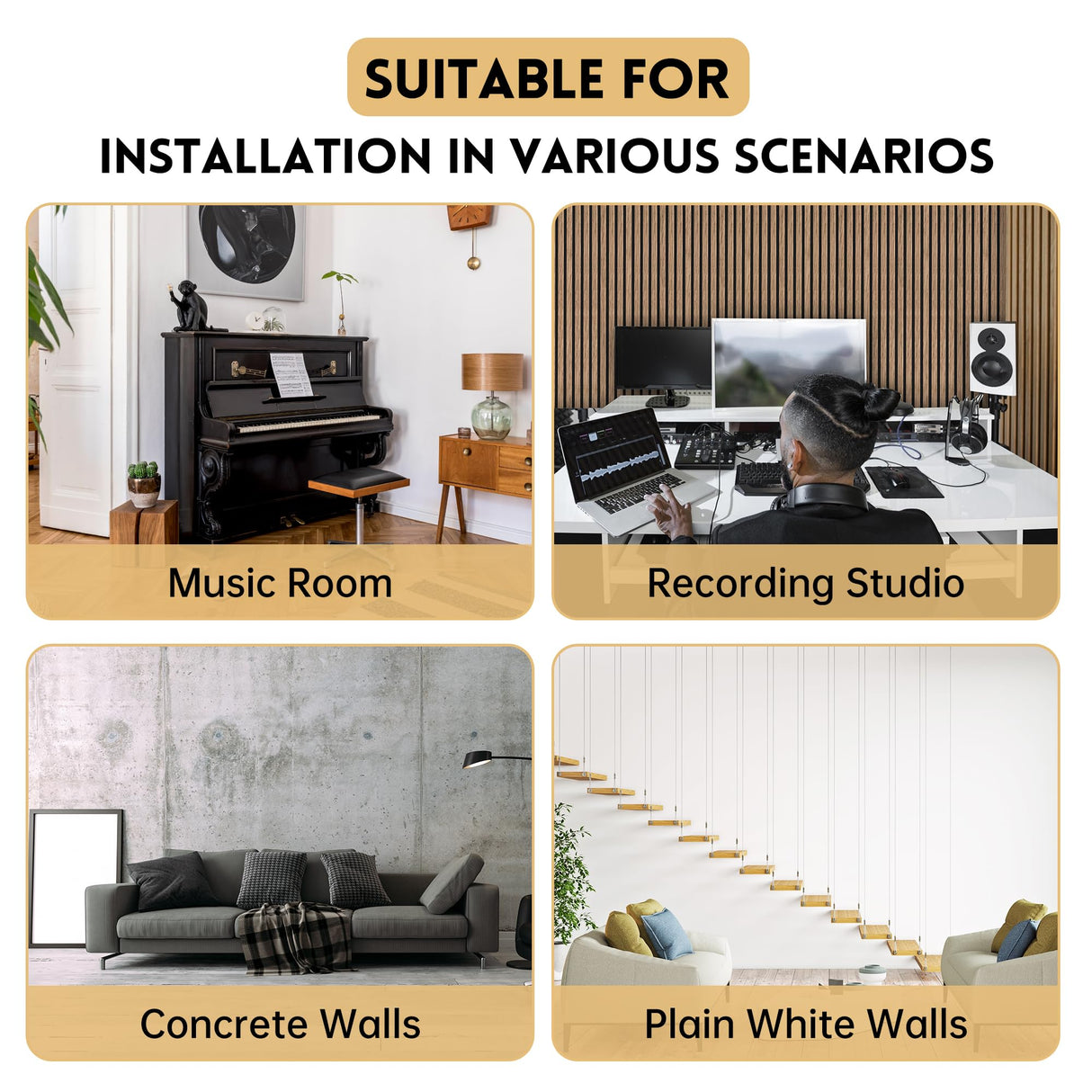 Ritollo Wood Panels for Wall and Ceiling, 94.5"×11" Wall Panels for Interior Wall Decor, 3D Wood Slat Wall Panel/Fluted Sound Absorbing Panel - RITOLLO