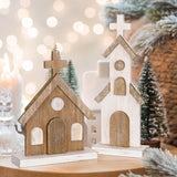Cinnvoice 3 Pcs Christmas Rustic Wooden Churches Tabletop Decoration Farmhouse Wooden Churches Sign Desk Shelf Ornaments Xmas Wooden Centerpieces Decor for Table Top Fireplace Home Tiered Tray Decor Cinnvoice