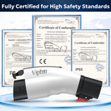 VIPTOO Adapter for Tesla to J1772 EV Charger [Only to J1772], Converter Up to 60Amp 250V AC with Press-Safety-Lock, Compatible with Tesla High-Powered Connectors, Destination/Mobile Chargers,White VIPTOO