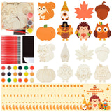 24-Set Fall Thanksgiving Wooden Painting Crafts, Unfinished Wood Cutouts Pumpkin, Maple Leaves, Acorns, Blank Fridge Magnet Crafts for DIY, Party Favors, Classroom, Gift Goodie Bag Stuffers Bafeil