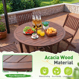Greesum 5 Piece Patio Dining Set Outdoor Acacia Wood Furniture All-Weather Folding Round Table and Chairs for Backyard,Balcony,Porch,Deck,Garden, Dark Brown Greesum