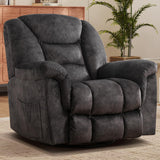 CANMOV Swivel Rocker Recliner, Manual Nursing Recliner with Hidden Switch, Upholstered Plush Seating 360°Swivel Glider Rocking Chair, Comfy Swivel Chair for Living Room, Black CANMOV