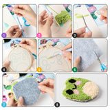 WATINC Frog Punch Needle Coaster Kit - 22Pcs Crafts Punch Needle Coasters Kits for Beginners, Frog Patterns Coaster Tufted Rug Pads with Adhesive Felt Yarns Embroidery Hoop Instruction WATINC