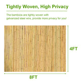 Bamboo Fence 4 ft H x 8 ft L x 0.75 in D, Natural Bamboo Privacy Screen 4 Feet High, Outdoor Or Indoor Divider Decorative Fence Rolls for Patio, Balcony, Garden and Border Pool BSMOULFA