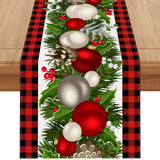 Jiudungs Linen Red and Black Buffalo Check Christmas Table Runner 72 Inches Long Seasonal Winter Christmas Xmas Holiday Farmhouse Style Table Decoration Jiudungs